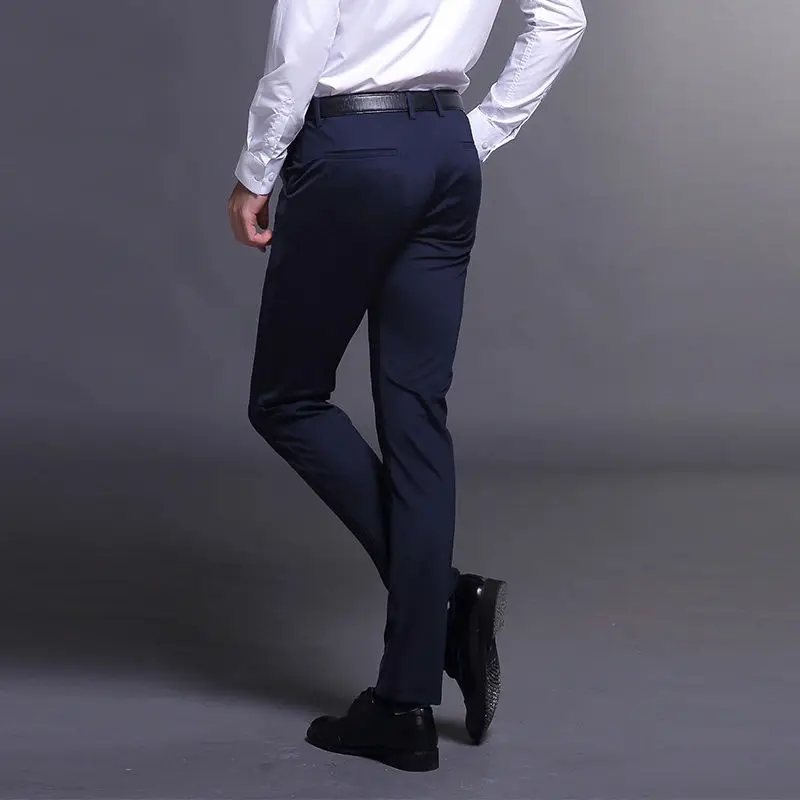 Novi Smart casual hlače za moške slim hlače bermuda masculina tanke plima business Casual OBLEKO HLAČE kpop moda za moške hlače črne