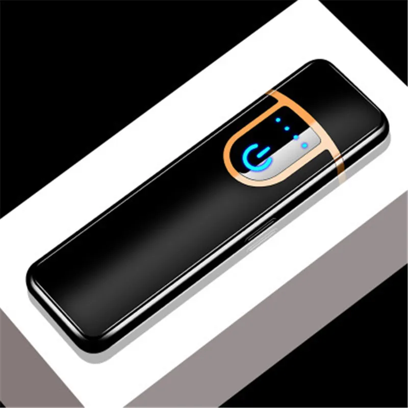 Novi Touch Senzor USB Vžigalniki Ustvarjalne Polnjenje Windproof Lažji Brezplamensko Kovin, Elektronski Vžigalnik za Moške