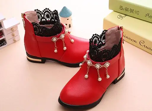 Novi čevlji prišel Jeseni mode dekleta škornji otrok ravno čevlji zip rdeče, črno, roza PU gleženj otrok čevlji velikost 26-37