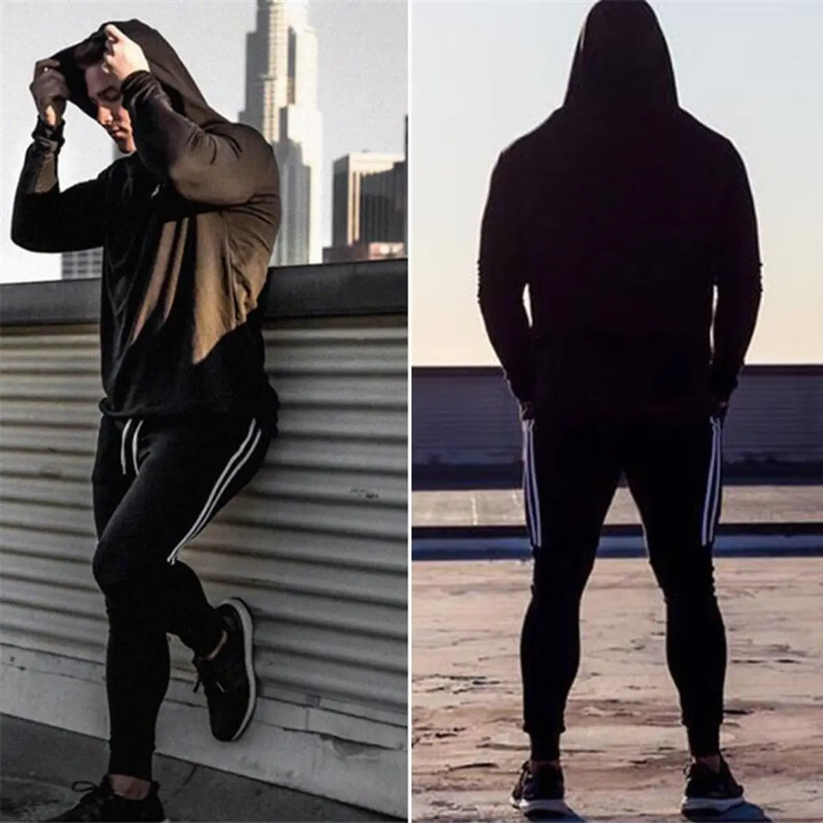Novih Moških Hip Hop Sweatpants Fitnes Joggers 2019 Pomlad Moški Strani Trak High Street Kolk Dolge Hlače Harem Hlače Sweatpant