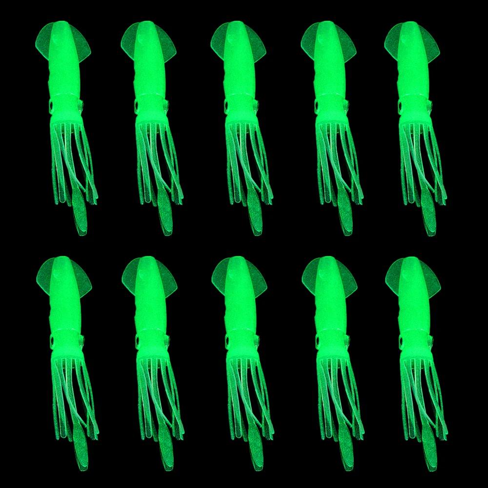 Novo 10Pcs 4.3 palčni Mehke Plastike Svetlobna Lignji Vabe Ribolov Nastavite Hobotnica Organi Lure Žareti v Temno Ponaredek Vab Ribištvu Tackle Orodja