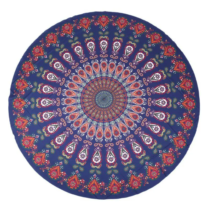 Novo 150 cm Labhanshi Mandala Roundie Šal Vrgel Tapiserija Hipi Boho Gypsy Šifon Pav Prtom Krog Plaža Brisačo JY6