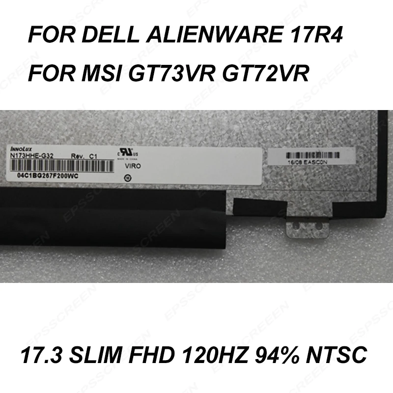Novo 17.3 za dell Alienware 17R4 za MSI GT73VR GT72VR E-šport PRENOSNI računalnik, LCD ZASLON MATRIX PLOŠČA FHD 120 HZ 94% NTSC N173HHE G32