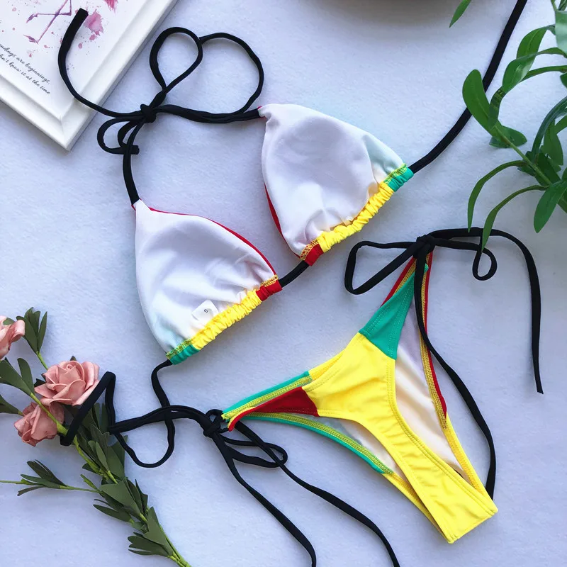 Novo 2021 Seksi Prugasta Ženske bikini kopalke ženske kopalke Dveh kosov bikini Komplet Povodcem Mikro niz kopalke Plavati Lady
