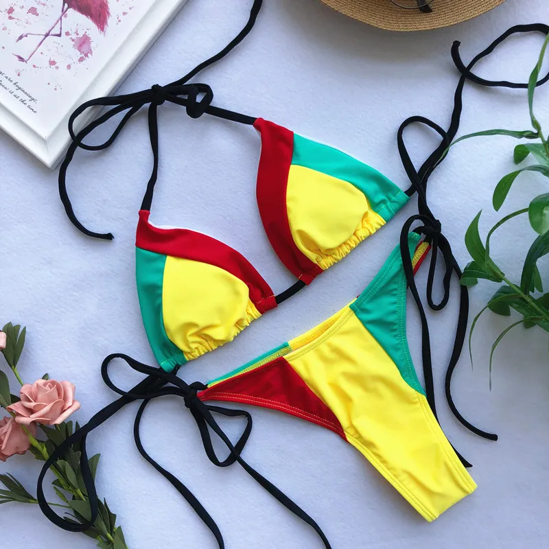 Novo 2021 Seksi Prugasta Ženske bikini kopalke ženske kopalke Dveh kosov bikini Komplet Povodcem Mikro niz kopalke Plavati Lady
