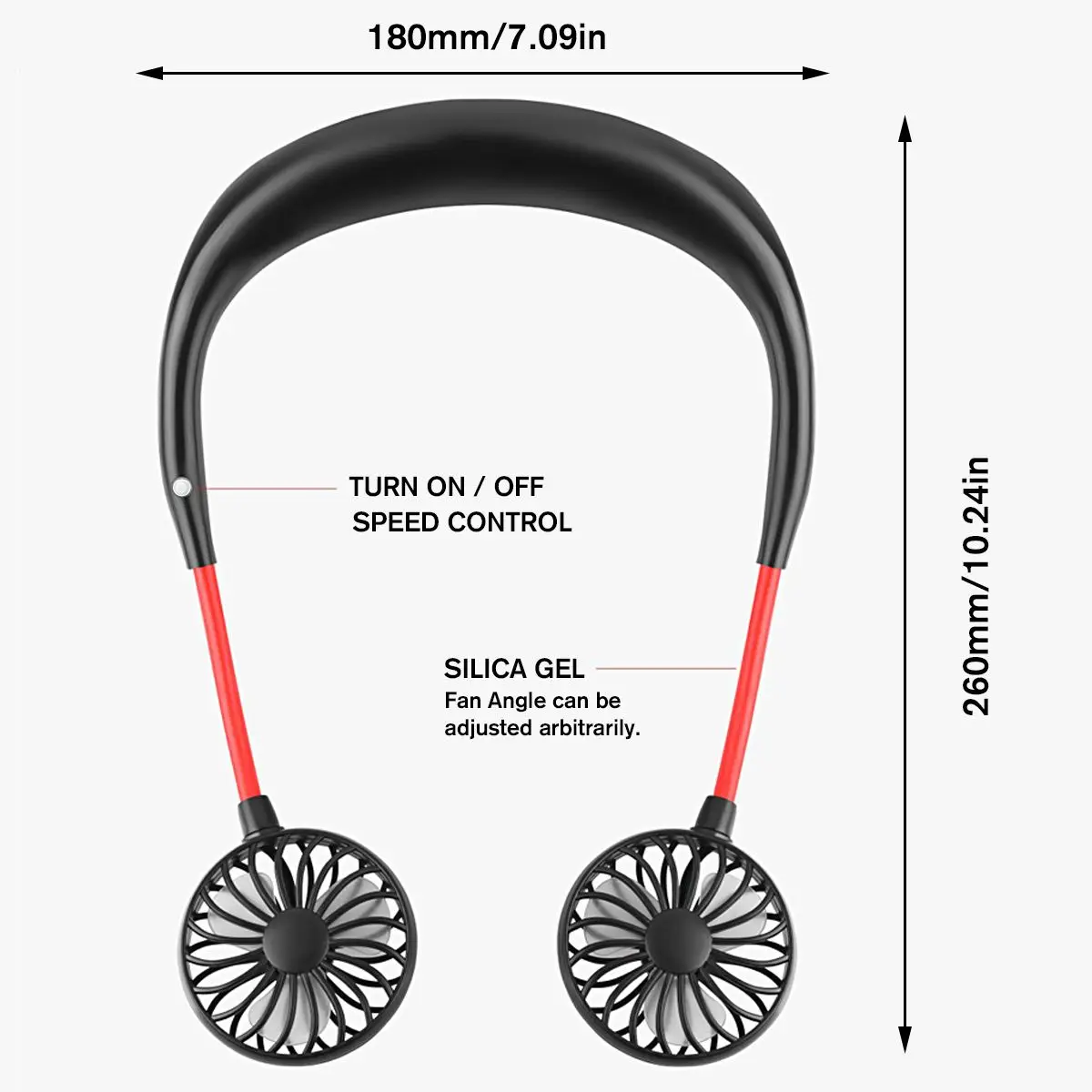 NOVO 360° nastavitev USB Prenosni Ventilator, Prostoročna Vratu Fan Visi Polnilna Mini Športni Navdušenci 3 Prestave Nosljivi Šport Fan