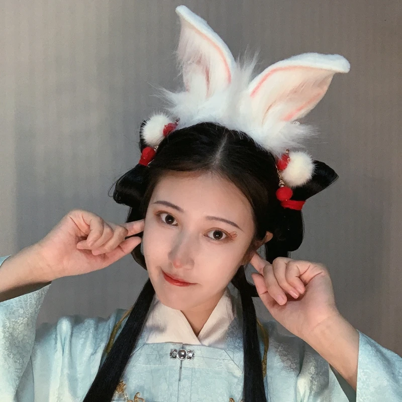 Novo Beli Zajec Zajček Ušesa Hairhoop Krat Pokrivala Za Glavo, Ročno Delo Za Anime Igra Halloween Kostum Dodatki