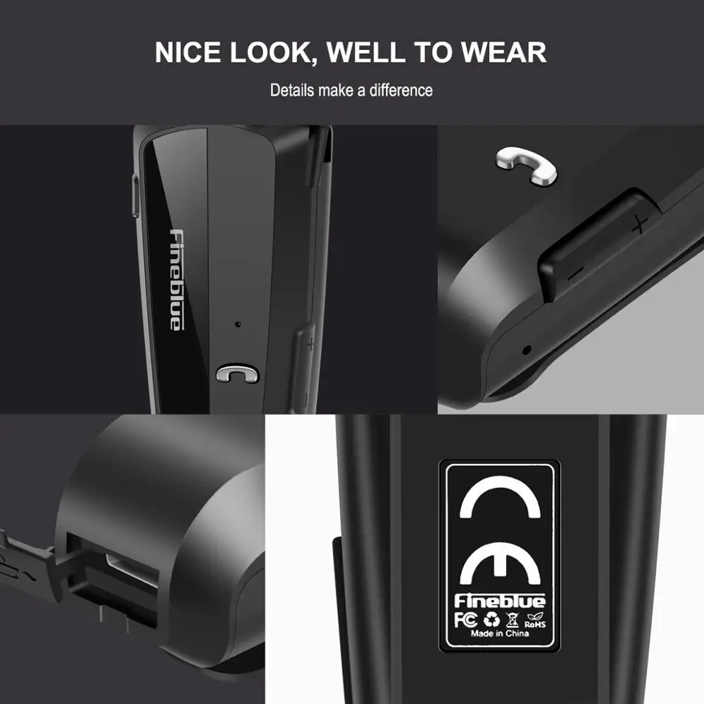 Novo Fineblue F990 Brezžične Bluetooth Slušalke Z MIKROFONOM Vratu Posnetek Na Teleskopsko Vrsto Poslovnih Šport Stereo in-ear Za Iphone12