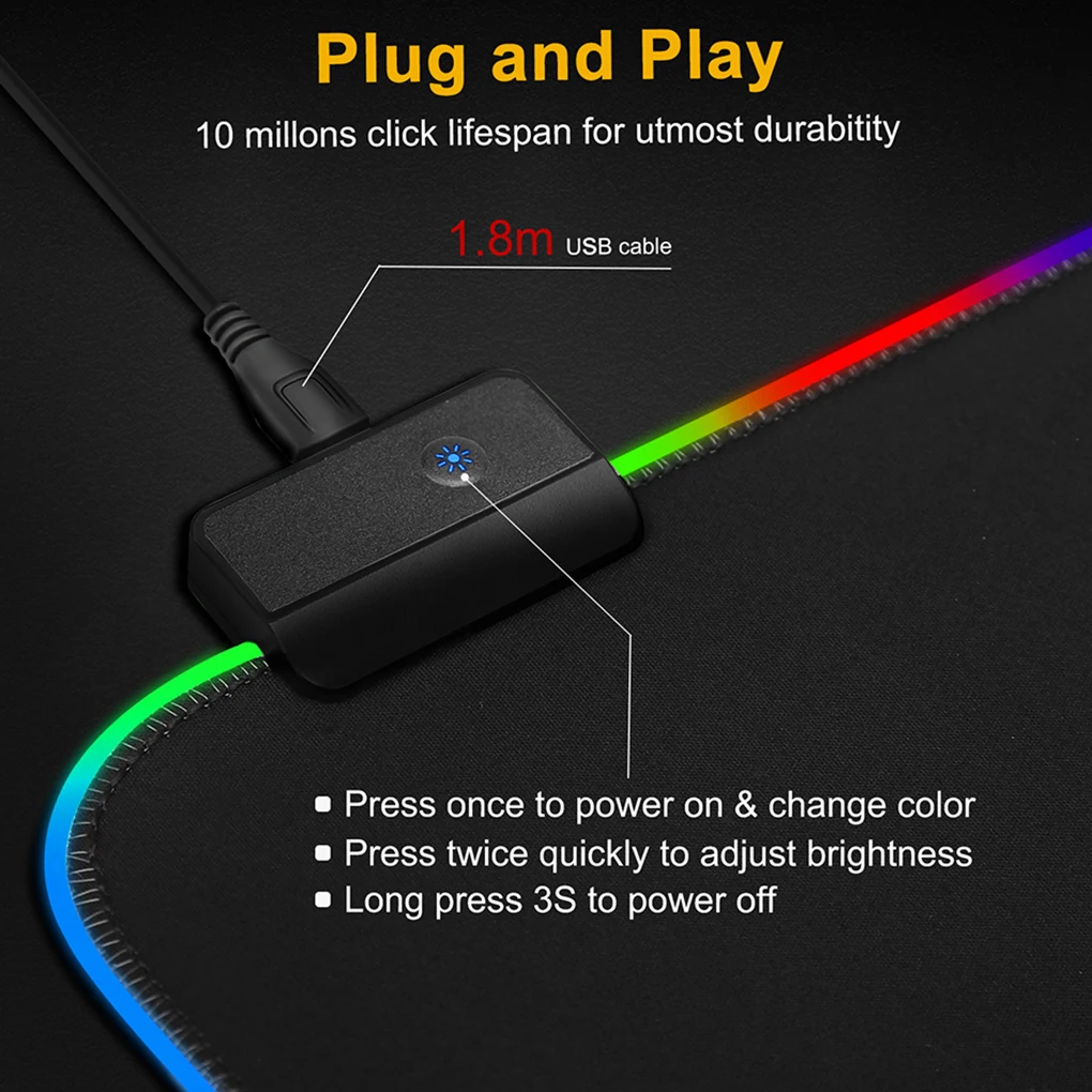 Novo Gaming Mouse Pad LED RGB Svetlobe 8 Razsvetljavo Načini Žareč Mat nedrsečo Gumijasto Dno Krpo Tipke Na tipkovnici