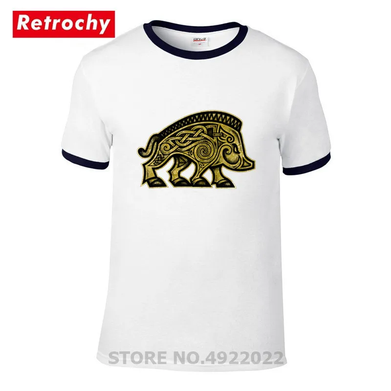 Novo Geek Boho design Divje Viking merjasca Tshirt Moški Forest King sus scrofa T-shirt homme živali natisnjeni vojne prašičev Harajuku Tees majica
