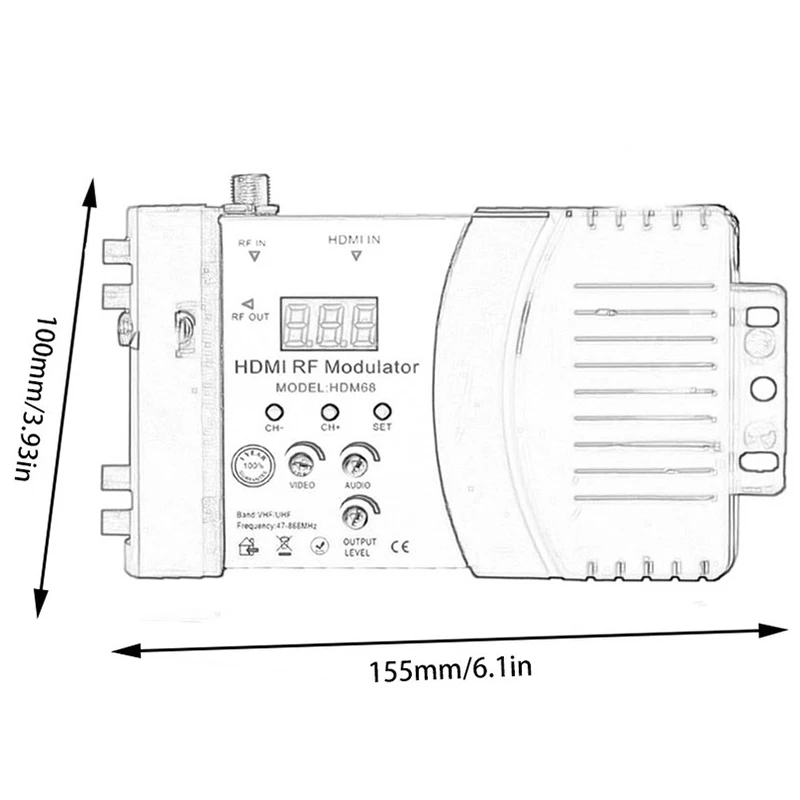 Novo HDM68 Modulator Digitalni HDMI RF Modulator AV, da RF Pretvornik VHF, UHF PAL/NTSC Standard Prenosni Modulator EU Plug