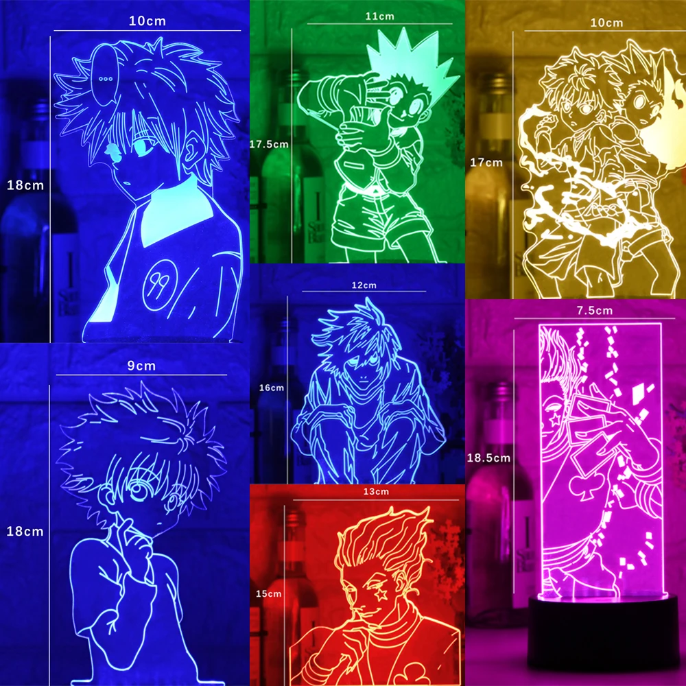 Novo Hunter X Anime Led Nočna Lučka Killua Zoldyck Slika Nočna Barvno Spreminjanje podatkovnega kabla Usb je Baterija Tabela 3d Lučka Darila Dropshipping