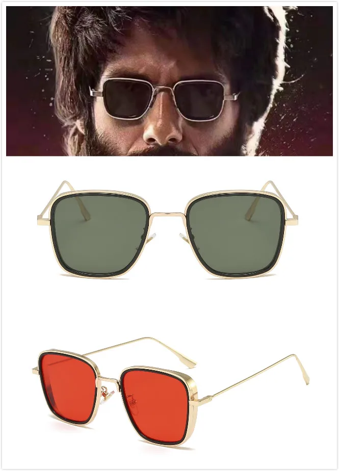 Novo Kabir Singh Indija Film sončna Očala Moških Kvadratnih Retro Kul Sonce Odtenki Steampunk Slog, sončna Očala za Moške UV400