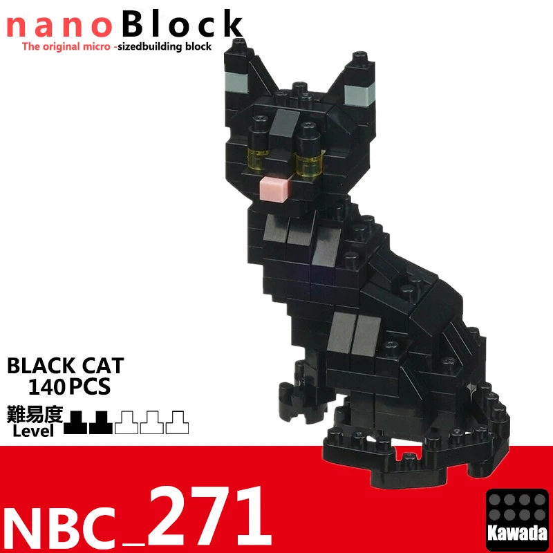 Novo Kawada Nanoblock Black Cat Nbc-281 110 Kosov Diamond Gradniki Ustvarjalne Mini Opeke Igrača Za Otroke Veliko Darilo, Stopnja 2