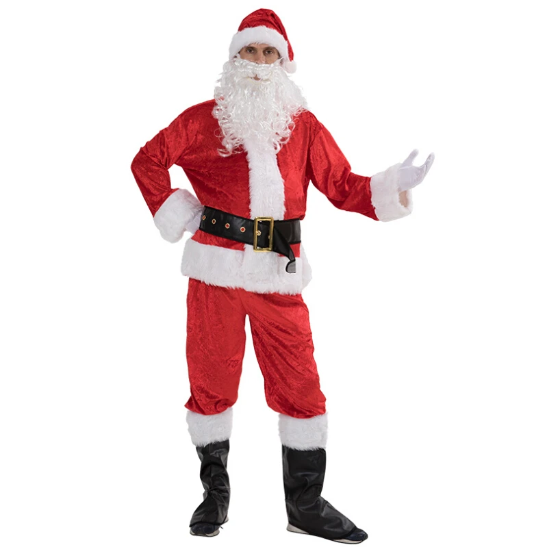 Novo Leto 2020 Božič Moških Božiček Kostum Za Odrasle Cosplay Obleko Žametno Obleko Gor Skupaj Moški Oblačila, Ki