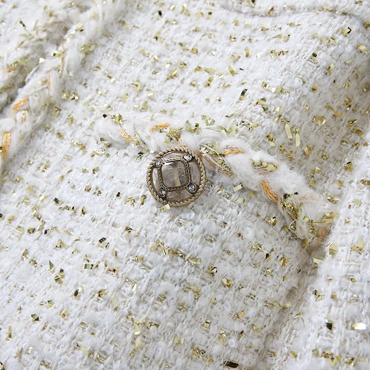Novo leto 2020 jeseni, pozimi Cothes ženske elegantne volne tweed jakno znamke vzletno-pristajalne steze gold line verige žepi formalno Tweed jakne Plašči