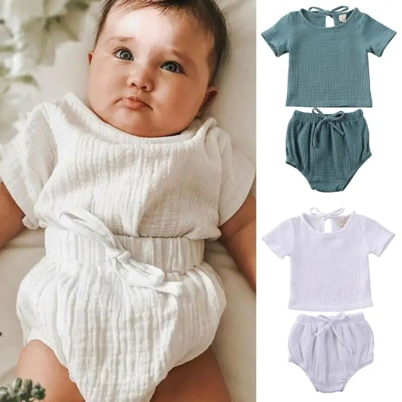 NOVO leto 2020 Novorojenčka Otroci Baby Boy, Girl Obleke Bombaž&Perilo Vrhovi+Hlače, Hlače, Obleke 2pcs Set