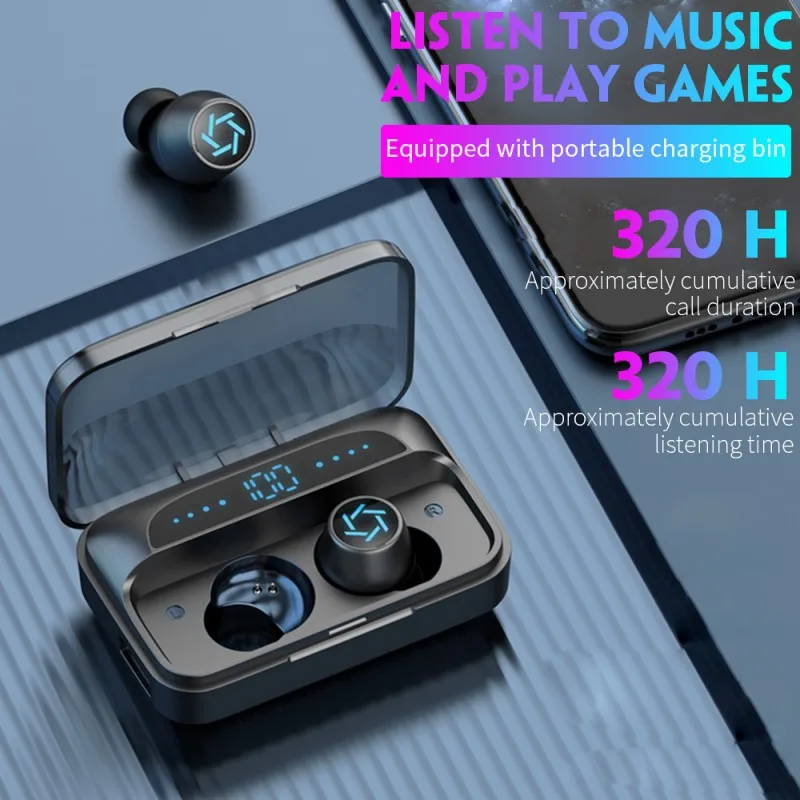 Novo leto 2020 TWS Brezžične Slušalke 3500mAh Polnjenje polje Bluetooth 5.0 Slušalke 9D HIFI Z LED Zaslon za Šport Nepremočljiva Čepkov