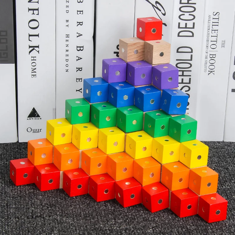 Novo Montessori Otroške Igrače 2*2*2 cm Kvadratne Kocke Mavrica Magnetni Bloki, Lesene Igrače za Otroke Stavbe Montaža Bloki Izobraževalne