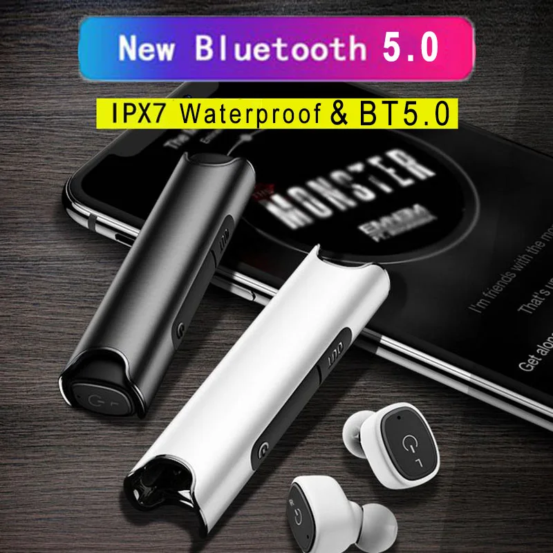 Novo Nadgrajeno S2 Bluetooth 5.0 TWS Slušalke Mini Brezžična Čepkov Nepremočljiva Stereo Glasbe Slušalka S Polnjenjem Polje Mikrofon