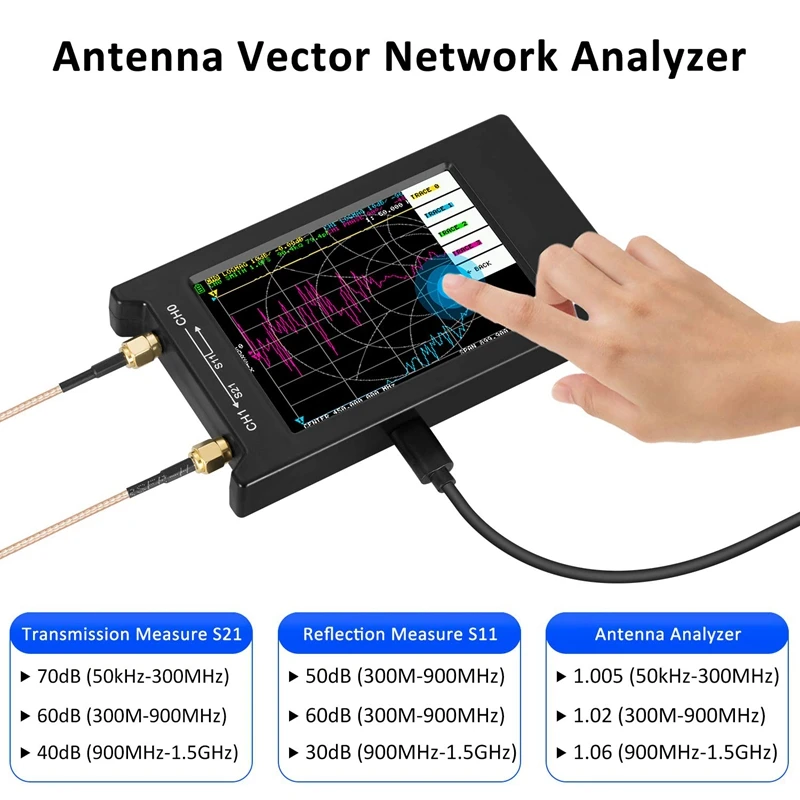 Novo NanoVNA-H4 4 Palčni LCD-Zaslon 50KHz-1,5 GHz VNA HF VHF UHF UV Vektorski Analizator Omrežja Antena Analyzer