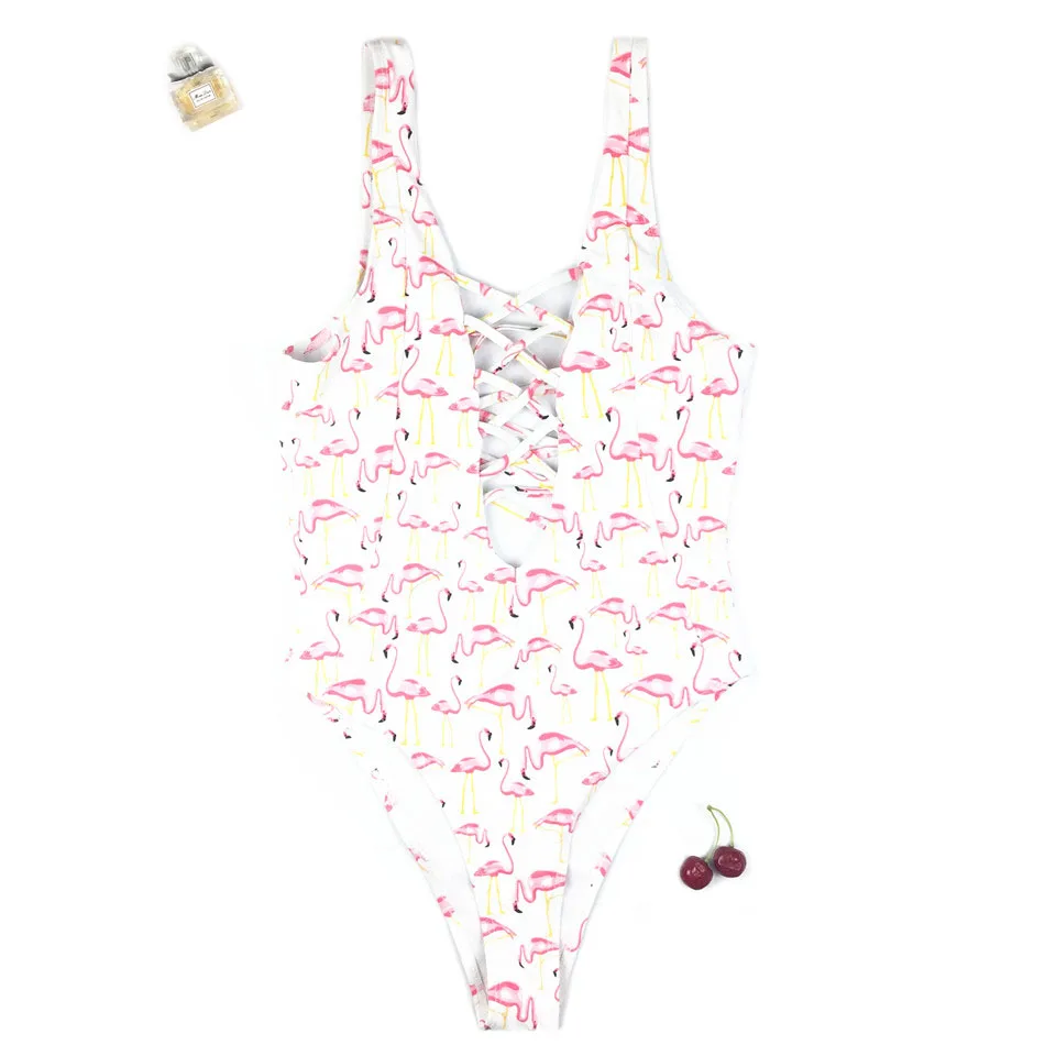 Novo Nazaj Povoj Kopalke Enodelne Kopalke Flamingo Seksi Monokini Izrežemo Plavanje Kostume Kopalke Maillot Trikini