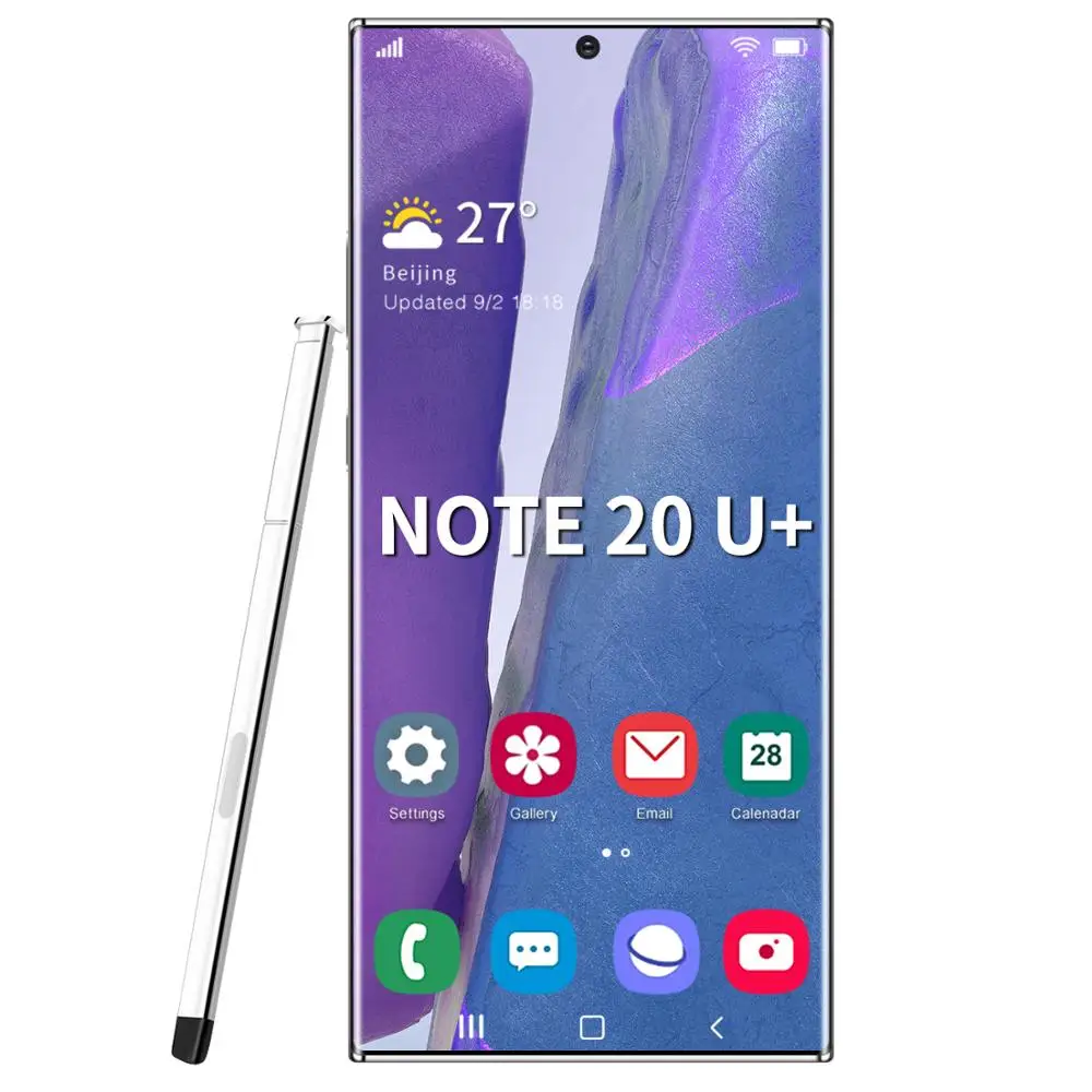 Novo Note20u+ Pro Mxs 6.9 Palčni Edge Infinity-O Zaslonu Pametni Telefon, Odklepanje z Obrazom 5000mAh Baterije Epen 128/256GB Mobilnikov