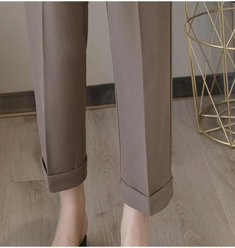 Novo obleko hlače Ženske Hlače kaki Devet-Točka hlače Visoko Pas naravnost Hlače 2020 Nove Ženske Priložnostne Harem Hlače 251C