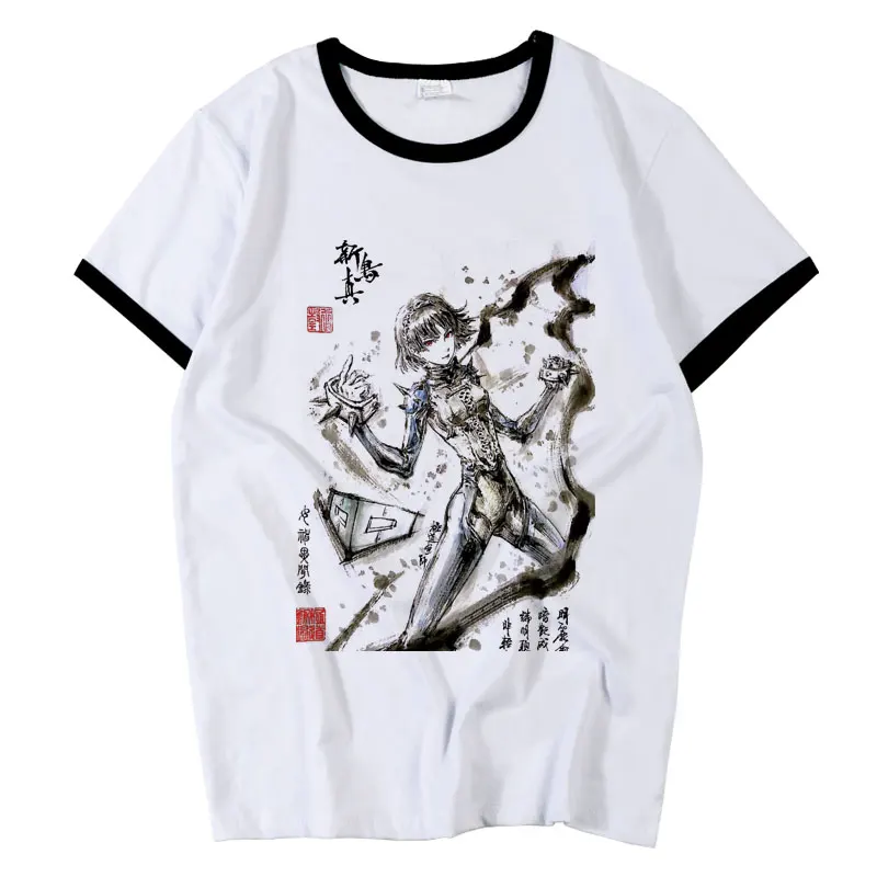 Novo Osebnost 5 Ren Amamiya T-shirt cosplay p5 Makoto Niijima Črnilo slikarstvo T shirt Modni Moški Ženske Tees
