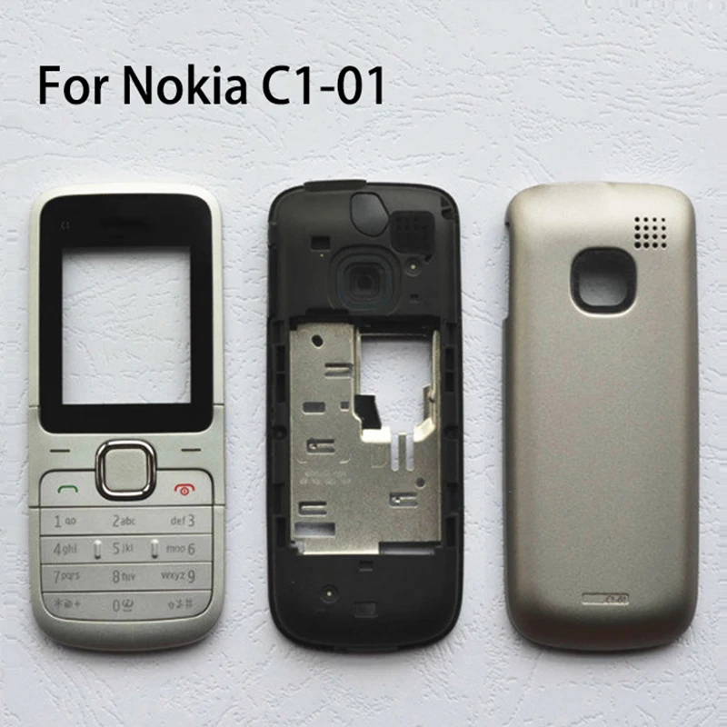 Novo Polno Hosing Za Nokia C1-01 Hrbtni Pokrovček+Sredini Okvirja+Sprednji Okvir+Tipkovnica Z Logotipom