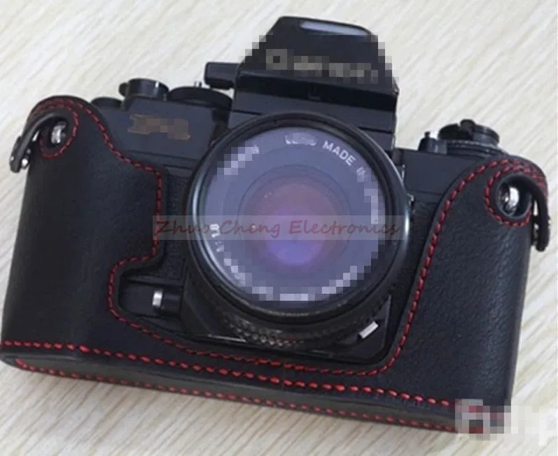Novo pravo Usnje Fotoaparat Ohišje Za Nikon Nov Canon F1, F - 1 kamera torba črnega ali Temno rjava
