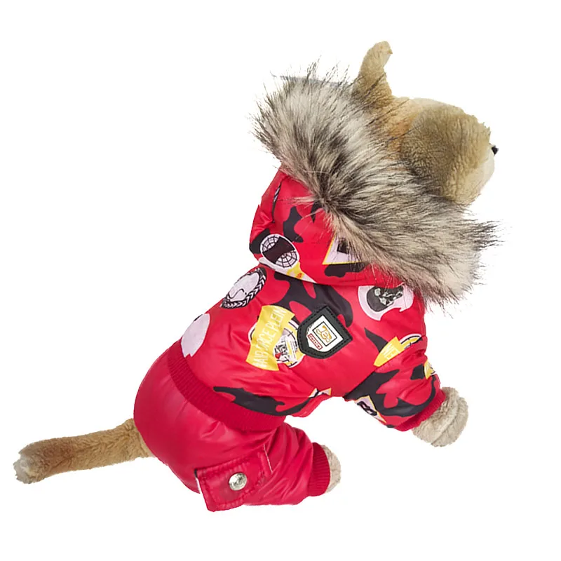 Novo Priljubljeno Hooded Toplo Zimo Debeline Pet Oblačila za Pse S Tiskanjem Vzorec Mačka Kuža Psi Plašč, Jakne Od S-XL