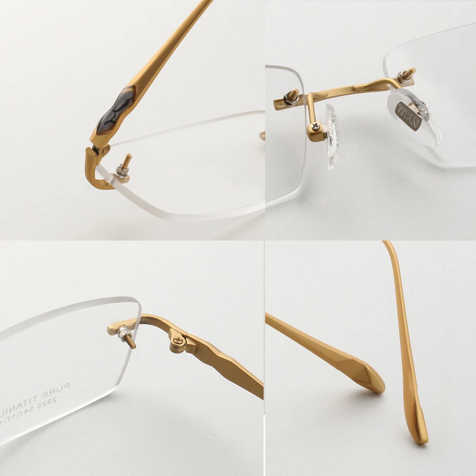 Novo prispeli kakovosti Čistega titana vroče prodaje Rimless Očala Okvir Optičnega Modni Očala na Recept Očala Okvir #2925