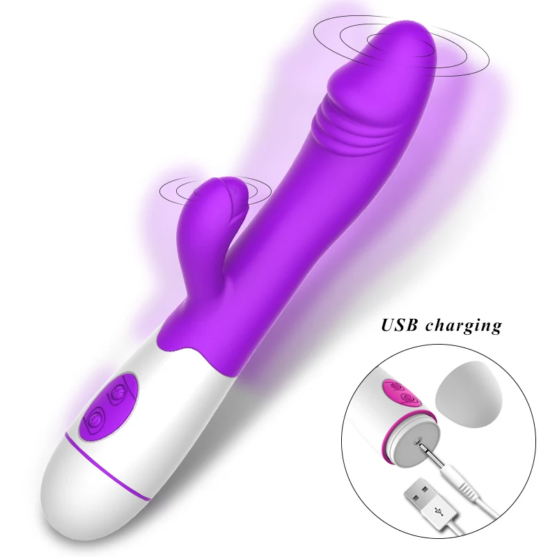 NOVO Rabbit Vibrator 30 Hitrosti Vibracij Dildo za Ženske USB Charge Ženski Dvojni Masturbator Motornih G Spot Klitoris Masaža Seks Igrače