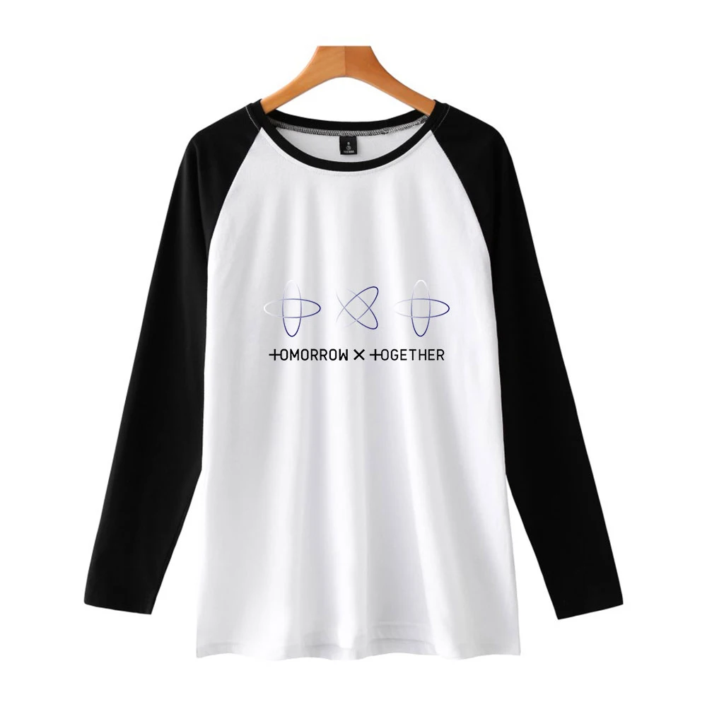 NOVO Ralgan Priložnostne Harajuku Jutri X Skupaj Ženske Obleke 2019 Vroče Prodaje Dolg Rokav T-shirt Tiskanje Kpop Plus Velikost 4XL