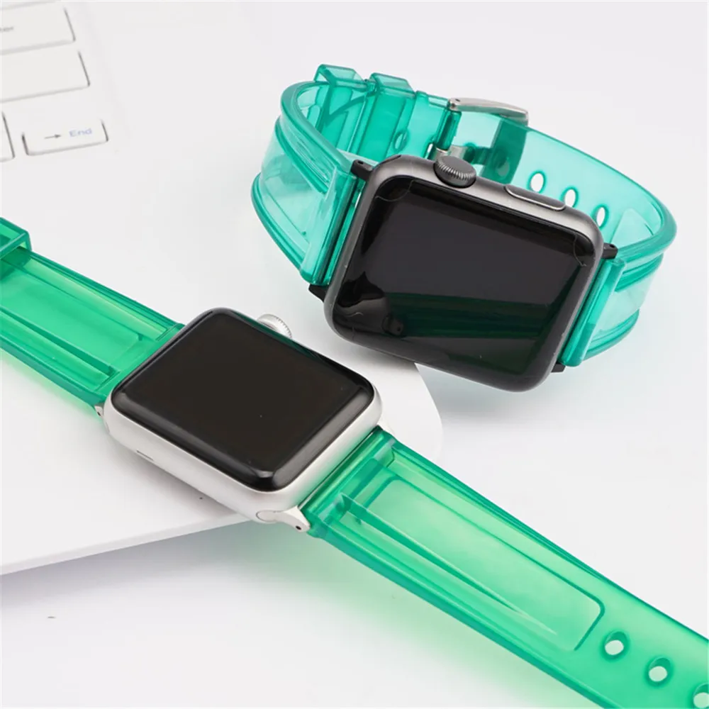 Novo Silikonsko Watch Trak za Apple ura 5 4 band 42mm 38 mm Pregleden correa za iwatch serije 5 4 3 2 1 Watchband 44 mm 40 mm