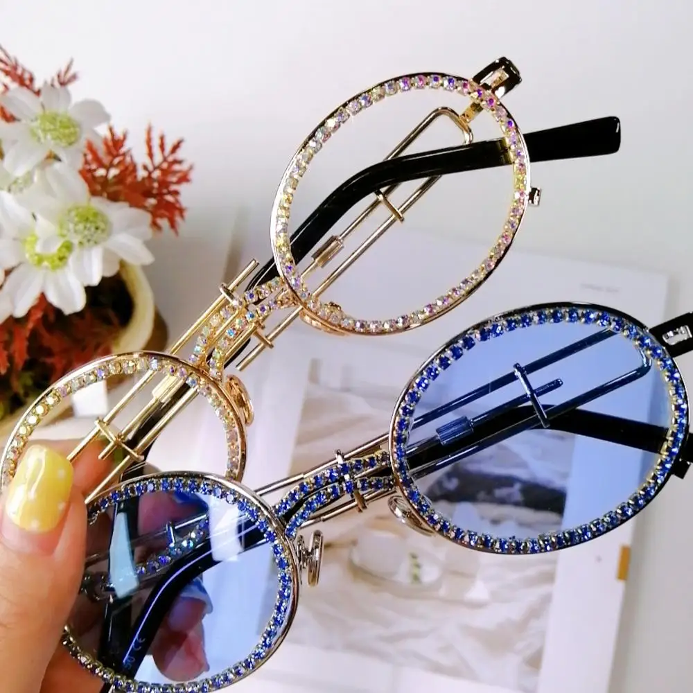 Novo Vintage Majhne Ovalne Diamond sončna Očala Ženske 2019 Luksuznih Modnih Steampunk Pisane Jasno Objektiv Nosorogovo Odtenki UV400 Oculos