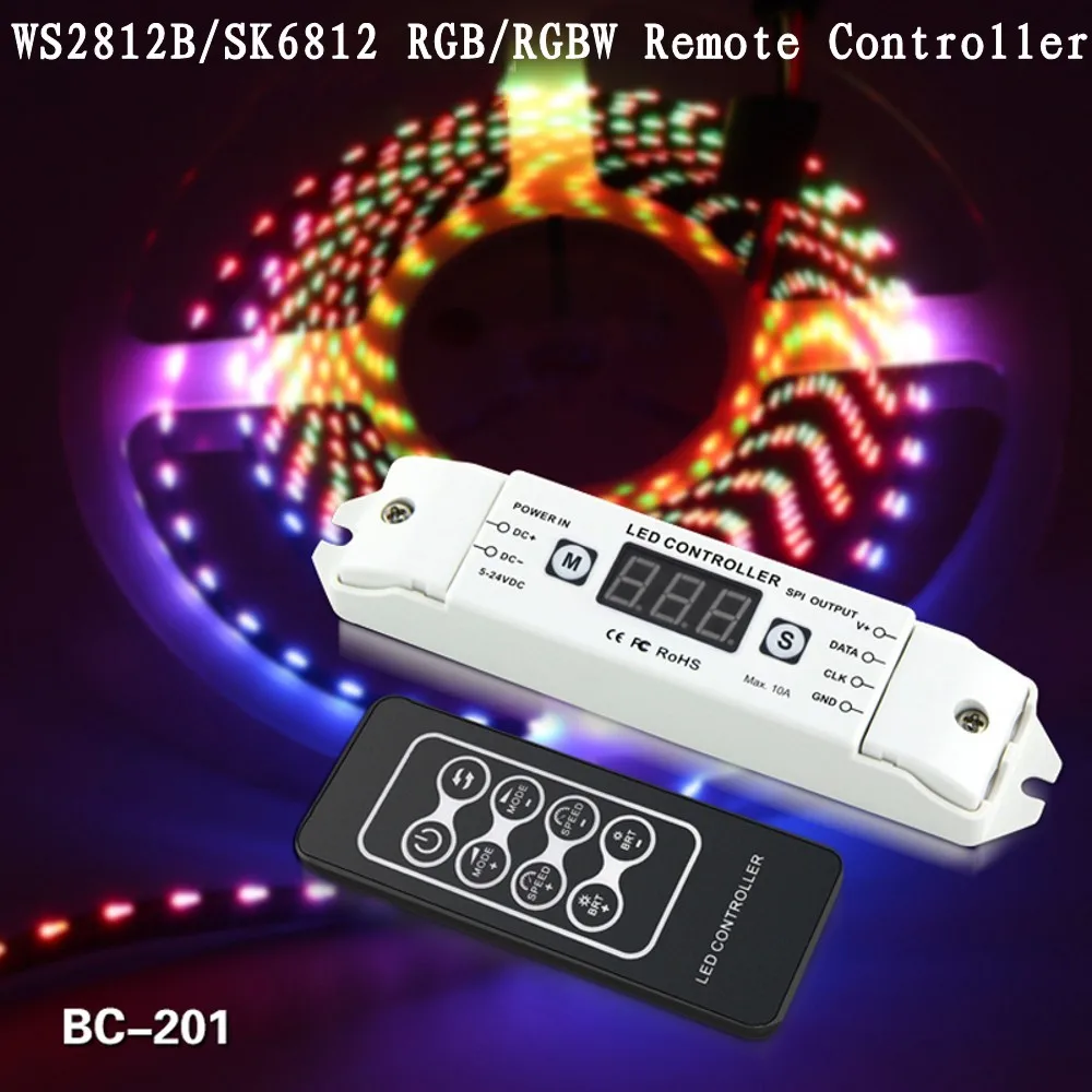 Novo WS2812B WS2811 WS2801 LPD6803 LPD8806 SK6812 RGBW WWA RGB Slikovnih pik trakovi LED Krmilnik Z RF Daljinski 5-24V BC-201