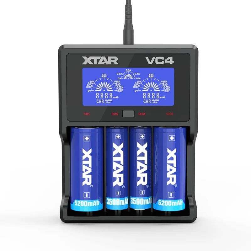 Novo XTAR VC4 Polnilec Univerzalni LCD Zaslon USB za polnjenje Ni-MH/Ni-CD in Li-ion Polnilec Baterij 18650 20700 21700 22650 18500 18700