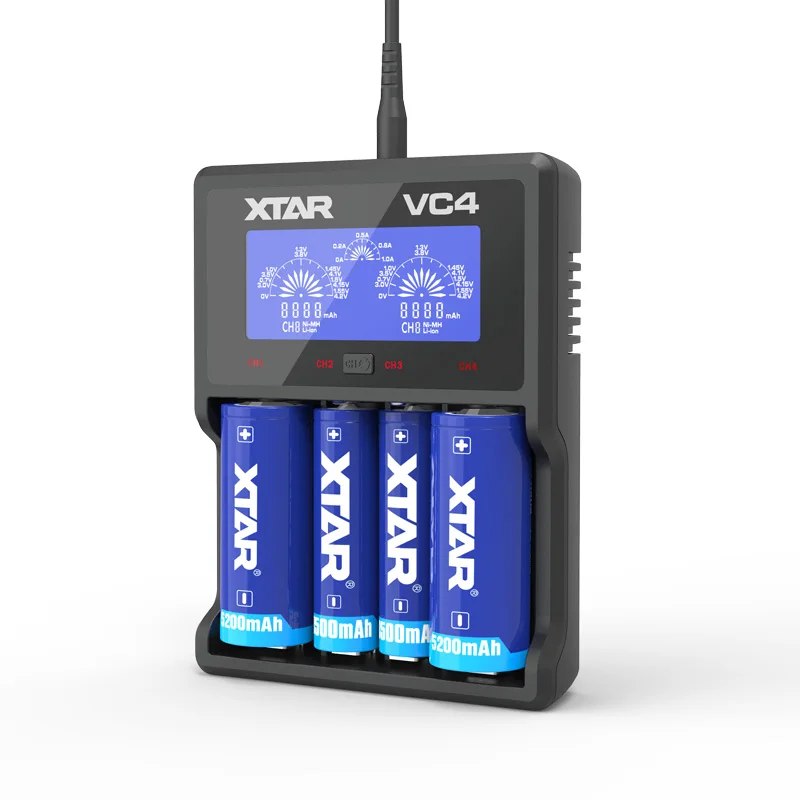 Novo XTAR VC4 Polnilec Univerzalni LCD Zaslon USB za polnjenje Ni-MH/Ni-CD in Li-ion Polnilec Baterij 18650 20700 21700 22650 18500 18700