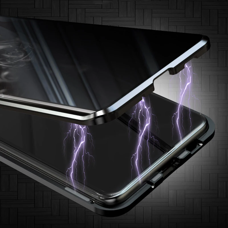 NOVO Zasebnosti Magnetno Ohišje Za Samsung Galaxy Note 20 Ultra S20 Plus S20 Magnet Kovinski Dvojni Strani Kaljeno Steklo, Pokrov 360 Primeru