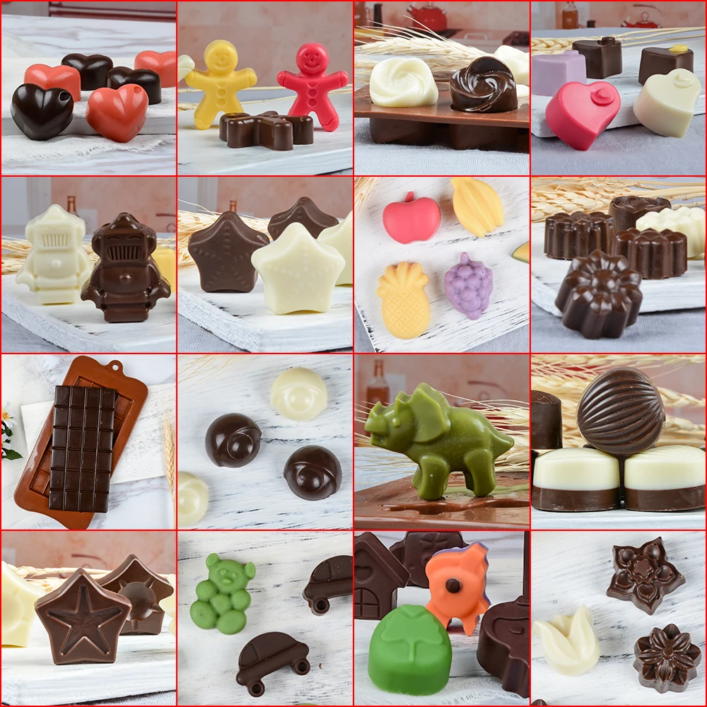 Novo Čokolada Silikonski Kalup Multi-oblike 3D Čokolada Plesni Sladkarije Plesni Praktično Peko Orodje Torto Dekoracijo Orodje DIY Prenosni
