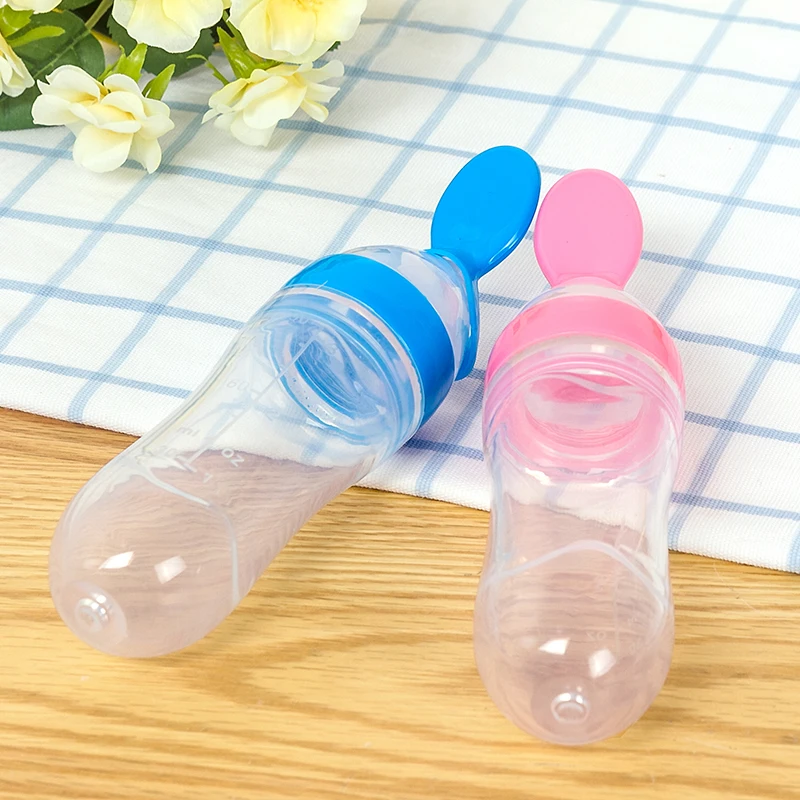 Novorojenega Otroka Iztisniti Hranjenje Steklenički Silikonski Usposabljanje Riž Žlico Dojenčka Žitnih Prehransko Dopolnilo Napajalni Varno Namizna Orodja