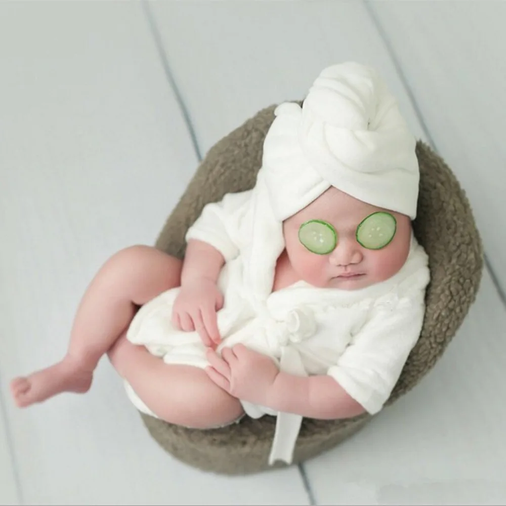 Novorojenček Fotografija Rekviziti Za Malčke Zaviti+Kopalni Plašči Komplet Dojenček Foto Odejo, Ki Predstavljajo Swaddle