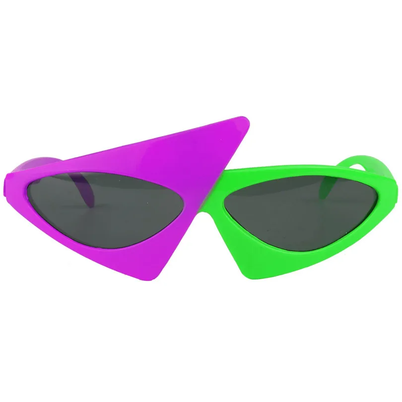 Novost 2-Barvni Neon Zelena in Vijolična Smešno Asimetrične Trikotnik Očala Modni Dodatki za noč Čarovnic ali Drugih Kostum Stranka