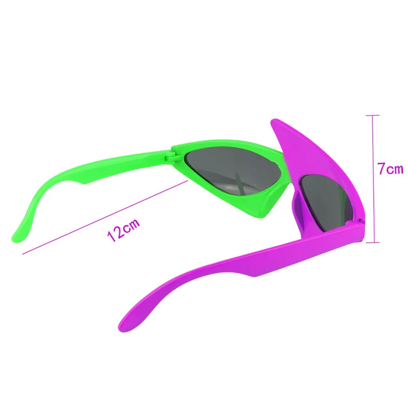 Novost 2-Barvni Neon Zelena in Vijolična Smešno Asimetrične Trikotnik Očala Modni Dodatki za noč Čarovnic ali Drugih Kostum Stranka