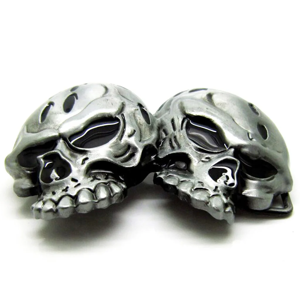Novost Letnik Zahodni Belt Sponke 3D Dvojno Skull Glave Gothic Pribor za Oblačila Za Ženske, Moške