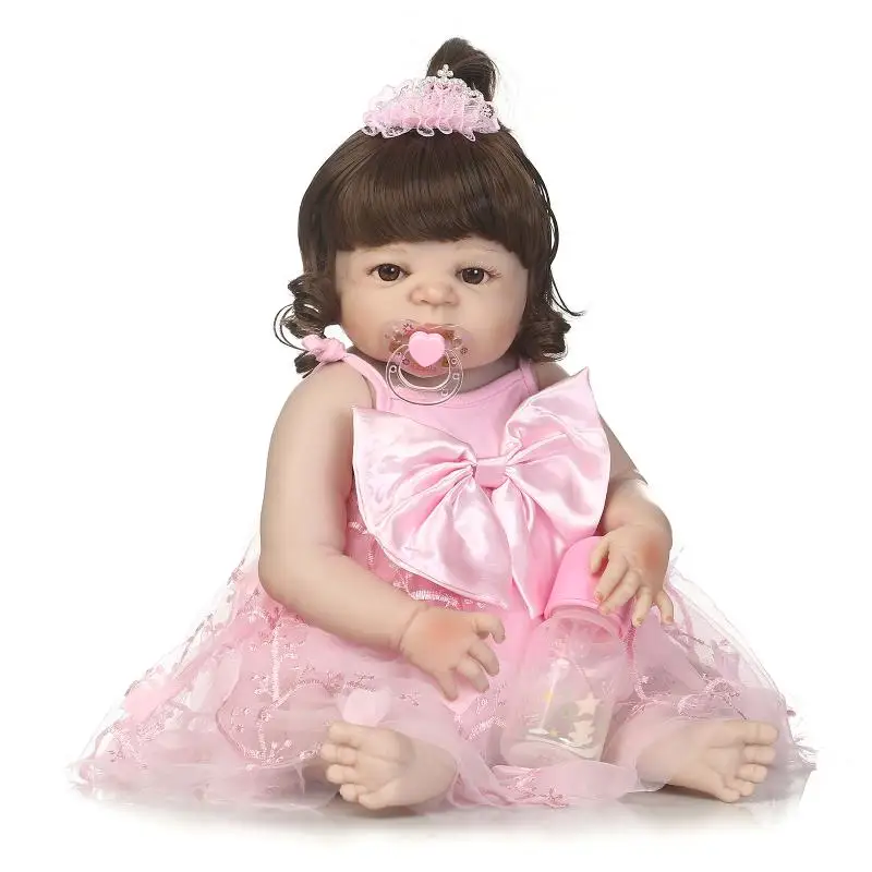 NPK Rjavi Kodri Sticked Las Lasuljo Za 50-58 cm Prerojeni Lutke 20-23 palčni Silikonski Prerojeni Baby Doll Lase DIY Lutka Dodatki