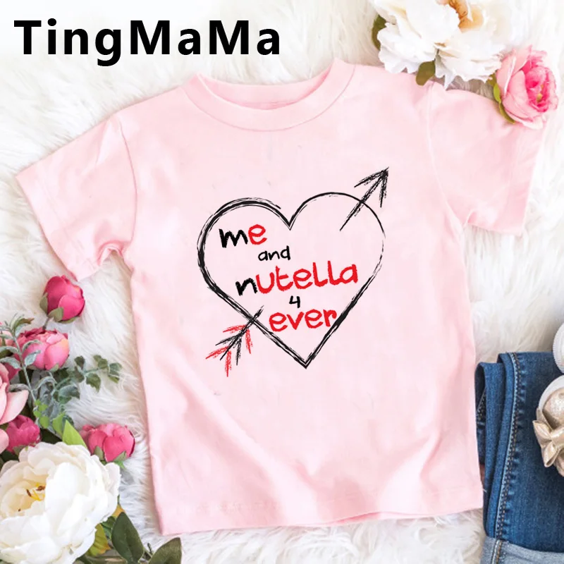 Nutella Majica s kratkimi rokavi Otroci Kawaii Risanka Otroci Tshirt Poletnih Vrh korejskem Slogu Graphic T-shirt Smešno Roza Priložnostne Otroci Oblačila