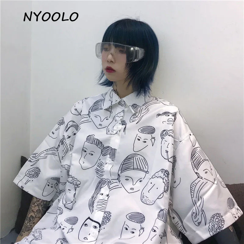 NYOOLO Letnik ulične risanka Portret hip hop majico s kratkimi rokavi ženske moške obleke Poletje svoboden skateboard bluzo majica vrh